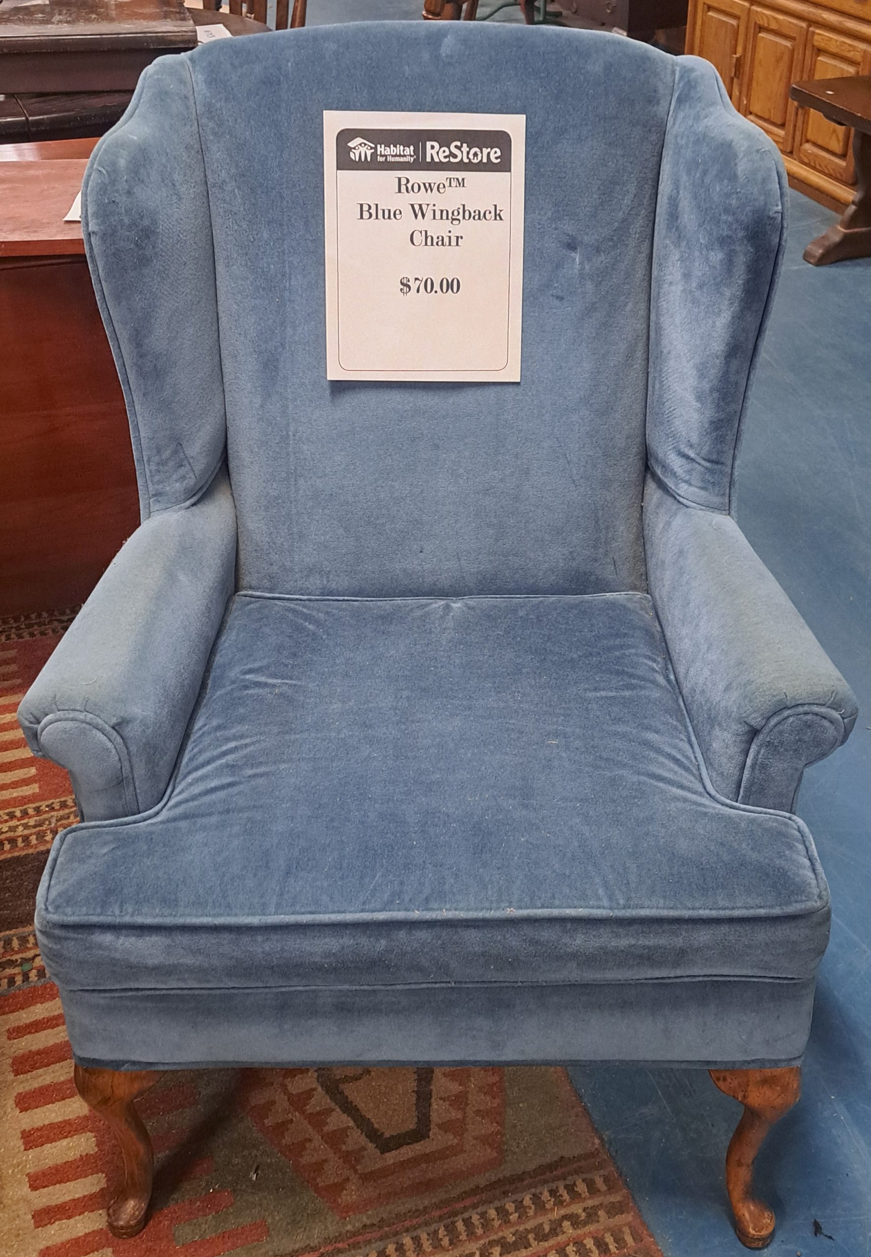 Rowe Blue Wingback Chair $70.00